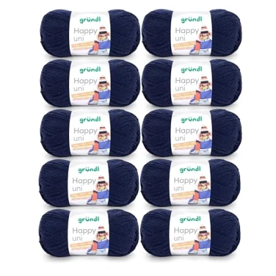 Image of Gründl “Happy Uni, 10x balls of 100 g knitting yarn, 100% acrylic, 40 cm x 39 9 cm, Polyacrylic, navy,