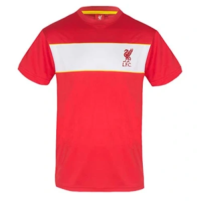 Image of Liverpool FC T Shirt Mens Poly Official Gift Red White Stripe Small