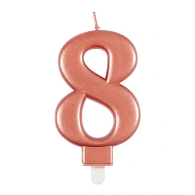 Image of Elegant Metallic Rose Gold Number 8 Birthday Candle Perfect for Parties, Anniversaries &amp; More 1 Pc