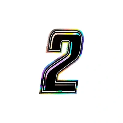 Image of Holographic Number Racing 2 Slim, Black, 10 x 6.5 cm