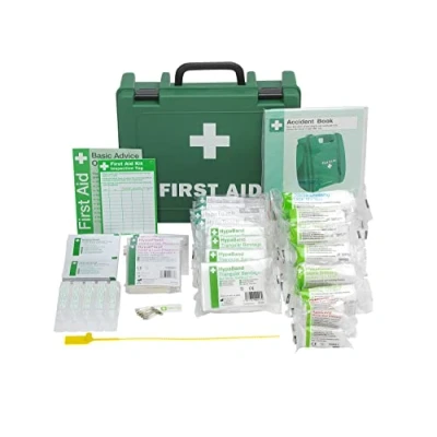 Image of Safety First Aid Group Workplace Kit (Medium 11 20 Persons) Economy HSE Compliant with Inspection Tags, Accident Book, Wall Bracket, Extra Plasters