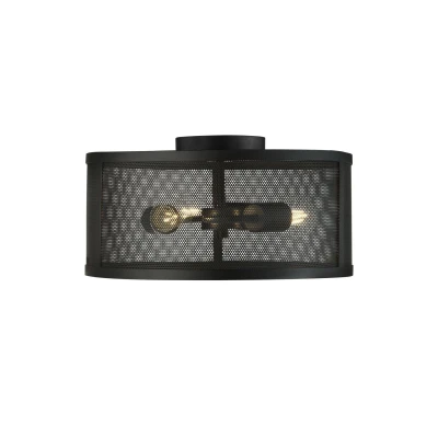 Image of Fishnet 3 Light Flush Ceiling Mesh Matt Black, E27
