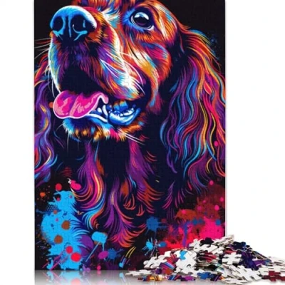 Image of 1000 Piece Jigsaw Puzzles for Adults Cocker Spaniel Dog Art Puzzle Cardboard Challenging Game Size : 38x26cm