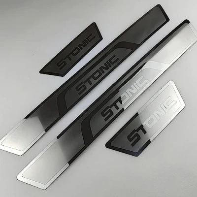 Image of COAECJ Car Door Sill Protector for Kia Stonic 2018 2022, Stainless Steel Sills Kick Plates Welcome Pedal Non Slip Scuff Guard, Styling Accessories