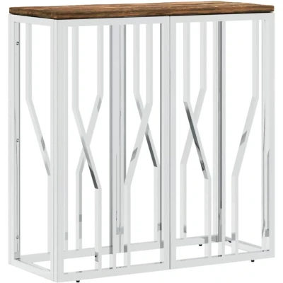 Image of vidaXL Console Table Silver Stainless Steel and Solid Wood Reclaimed