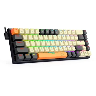 Image of Redragon 60% Mechanical Gaming Keyboard, 68 Keys Wired Office RGB Keyboard with Arrow Keys, Programmable Macro, Red Switches for Windows Mac PC Laptop, Black/Beige/Orange