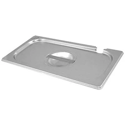 Image of Genware GN14 NLID Stainless Steel Gastronorm Pan with Notched Lid, Size 1/4