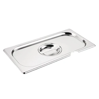 Image of Vogue Stainless Steel 1/3 Gastronorm Notched Lid, GN 1/3, Silver, Compatible with all Sized Trays, Pan Lid Oven, Freezer &amp; Dishwasher Safe, CB173