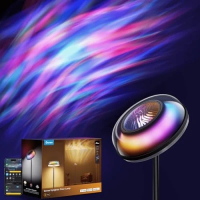 Image of Govee Uplighter Floor Lamps Tri Zone Independent, RGBIC Warm&amp;Cold White Ripple Lighting Lamp Works with Matter and Alexa, 80+Scene Modes, 1000 LM, 2700 6500K, Ideal for Living Room, Bedroom, Office