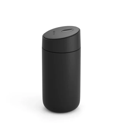 Image of Fellow 12 oz Carter Slide Travel Coffee Mug with Lock lid Leak Proof to Go Tumbler Ceramic Interior and Vacuum Insulated Stainless Steel Cups Matte Black