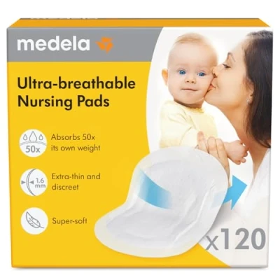 Image of Medela Ultra Breathable Nursing Pad Highly Absorbent, and Discreet for Comfortable Wear, 120 Units