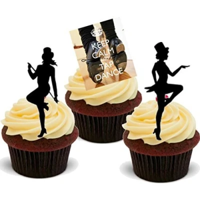 Image of TAP Dancing Dancer Mix Fun Novelty Premium Stand UP Edible Wafer Paper Cake Toppers Decoration