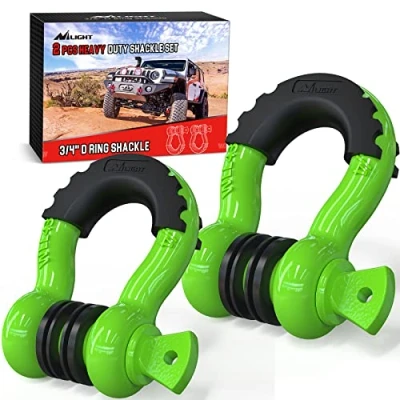 Image of Nilight 2 Pack 3/4&quot; D Ring Shackle with 7/8&quot; Screw Pin 41,887lbs Break Strength, Heavy Duty Off Road Recovery Isolators Washers for Use Tow Strap, Winch, Jeep Truck Vehicle