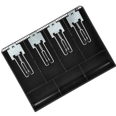 Image of Hyuduo Cash Drawer Register, 13Inch Box Insert Tray, Cashier Replacement Cashier, with Metal Clip 4 Bills/3 Coins for Petty Money Storage Box(Black)