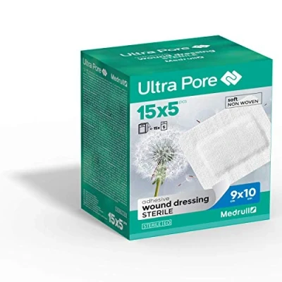 Image of Medrull Sterile Wound Dressing 9 cm x 10 75 Pieces Plasters Strong Adhesive Force Protect Cuts &amp; Scratches Individually Packaged