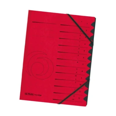 Image of Herlitz Colorspan Part File Manilla Elasticated with Index Tabs 12 A4 Red Ref 10843324