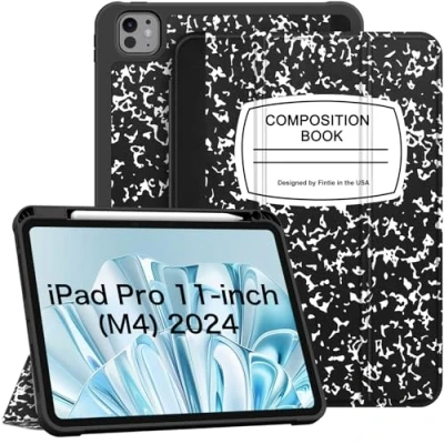 Image of Fintie SlimShell Case for iPad Pro 11 inch M4 (2024) (Model Number: A2836/A2837/A3006) [Built in Pencil Holder] Soft Flexible TPU Protective Stand Back Cover, Composition Book