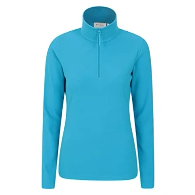 Image of Mountain Warehouse Camber Half Zip Women&#039;s Striped Fleece Lightweight, Warm &amp; Cosy Sweatshirt Top Best for Camping, Outdoors, Travelling Hiking Cobalt S