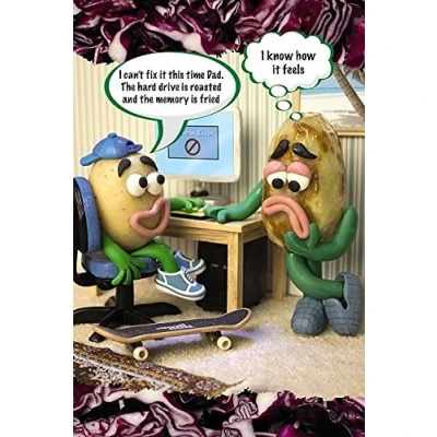 Image of Violent Veg Dad with broken computer Father&#039;s Day Card