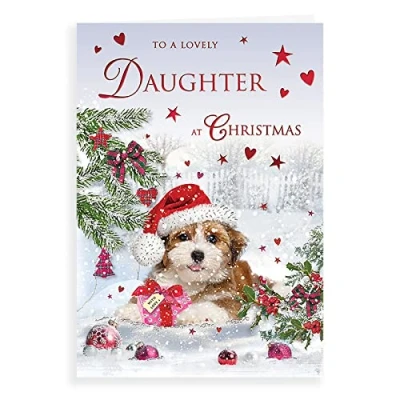 Image of Piccadilly Greetings Regal Publishing Traditional Christmas Card Daughter 9 x 6 inches