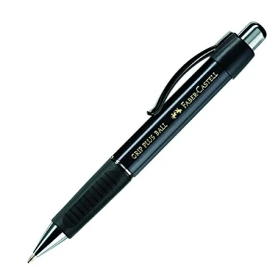 Image of Faber Castell Grip Plus 07 Metallic Black Ball Pen Blue Ink
