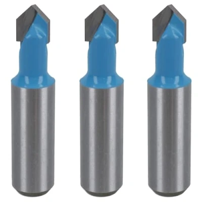 Image of 3 Pack TCT V Groover Router Cutter Cutting Bit 9.5mm D 90 Degree 1/2&quot; Shank