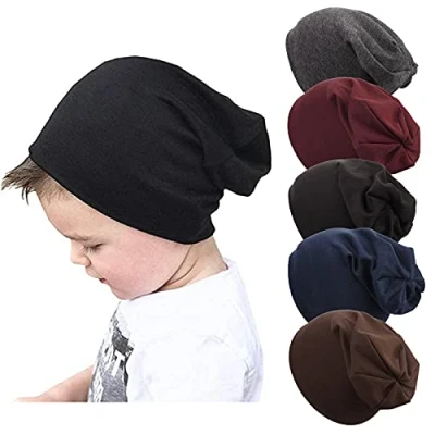 Image of DRESHOW 5 Pack Unisex Baby Hats for Kids Cotton Skull Caps Soft Cute Knit Cap Toddler Beanie 6 60 Months