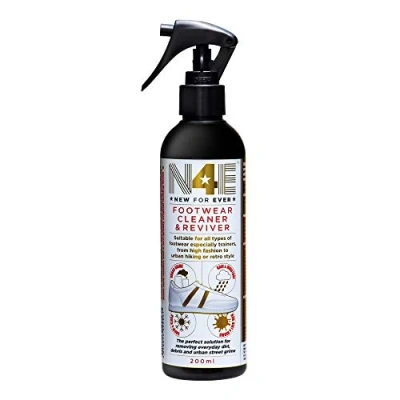 Image of N4E Shoe Trainers Footwear Cleaner &amp; Reviver Care Cleaning Pump Spray (To use on Leather, Fabric, Rubber, Suede Nubuck )