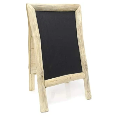 Image of Teak Chalkboard Easel Sandwich Board Free Standing Pavement Display Sign, Blackboard Menu for Bars Cafes Restaurant