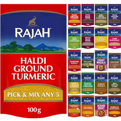 Image of Haldi Ground Turmeric by Rajah Spices Halud Haldar 5 x 100g or Pick Any