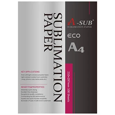 Image of A SUB Sublimation Paper A4, 210x297mm, 100 Sheets, Compatible with EPSON, SAWGRASS, RICOH, Brother Printers