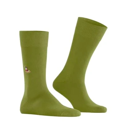 Image of Burlington Men&#039;s Brit Style M SO Cotton Patterned 1 Pair Socks, Green (Jungle 7097), 6.5 11