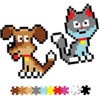 Image of Jixelz 700 Piece Set Playful Pets Pixelated Puzzle Art For Children, Suitable Boys &amp; Girls Aged 6 Years And Above