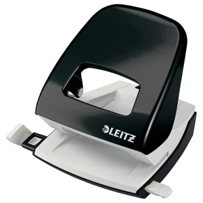 Image of Leitz Hole Punch, 30 Sheets, Guide Bar with Format Markings, Metal, NeXXt Range, 50082095 Black