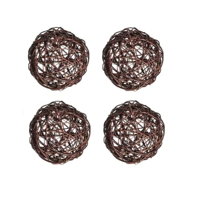 Image of Natural wicker rattan Balls 10cm in Diameter Pack of 4 crafts Home decoration
