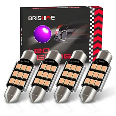 Image of BRISHINE 6418 LED Bulbs, Super Bright Purple 2835 Chipsets Canbus Error Free 36MM 1.5 Festoon 6411 6461 DE3425 C5W Bulbs for Car Interior Dome Map Door Courtesy License Plate Lights(Pack of 4)