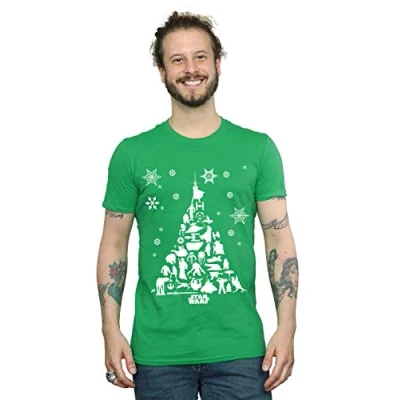 Image of Star Wars Men&#039;s Christmas Tree T Shirt Irish Green Small