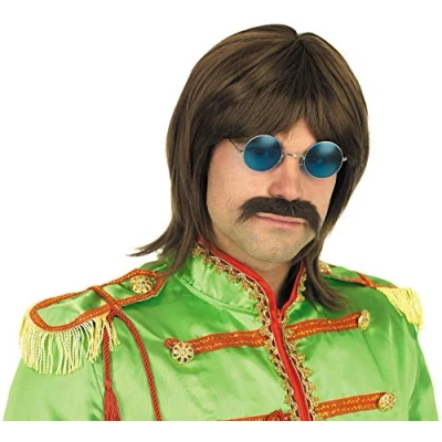 Image of Fun Shack Psychedelic Pop Hippy Wigs for Men, 70s 60s Wig Britpop Rock Men One Size
