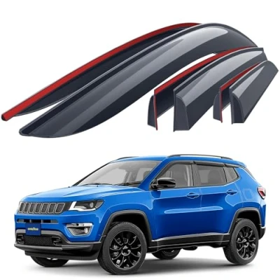 Image of Goodyear wind deflector for/compatible with Jeep Compass 2016 2024 door rain deflectors,car accessories, car deflectors, tape on, 6 pieces