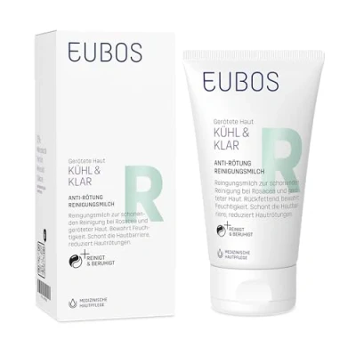 Image of Eubos Cool and Clear Anti Redness Cleansing Milk 150 ml Dermatologist Recommended for Red Skin pH Neutral Rosacea