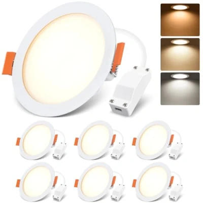 Image of LVWIT Bathroom Spot Lights Ceiling Led,6W Led Recessed Dimmable, Panel Lighting,6W Round Light,600LM,3000K,4000K,6500K,Led Downlights spotlights for Ceiling(6PCS)
