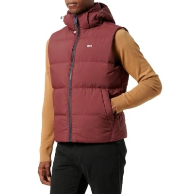 Image of Tommy Jeans Men&#039;s Tjm Essential Down Vest Ext Dm0dm20465 Vest, Purple (Deep Rouge), L