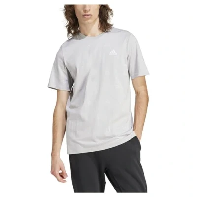 Image of adidas Men&#039;s Seasonal Essentials Monogram Graphic Tee, Grey Two, L