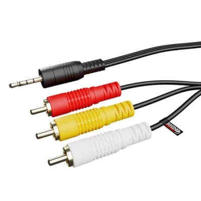 Image of rhinocables 3.5mm 4 Pole Jack Plug to 3 x Phono RCA Phonos AV Out Lead Audio Video Composite Stereo TV Converter Cable (5m)