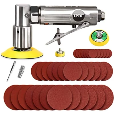 Image of Mini Air Sander, SPTA 25mm/50mm/80mm Grinder Sets, Random Orbital Sander Car Polisher with 36 Mixed Grit Sanding Disc Pads 3 Backing Plate for and Polishing ASOSS3SET