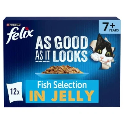 Image of FELIX As Good it Looks Senior 7+ Fish in Jelly Wet Cat Food 12x85g