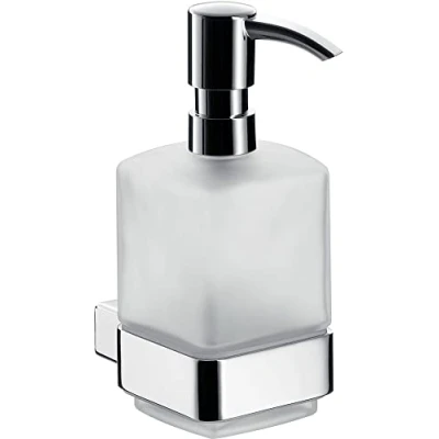 Image of EMCO loft wall mounted soap dispenser, elegant and compact dispenser made of aluminium crystal glass, pump chrome coloured satined