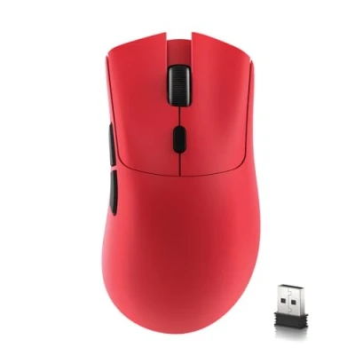 Image of MAMBASNAKE x Attack Shark R1 59g Tri mode lightweight Wireless Gaming Mouse, 2.4GHz/Bluetooth/Wired Connectivity, 5 Programmable Buttons,6 Adjustable DPI up to 18000,PixArt PAW3311 Red