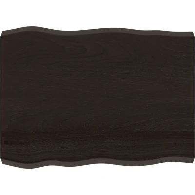 Image of vidaXL Table Top Dark Brown 80x60x(2 6) cm Treated Solid Wood Live Edge