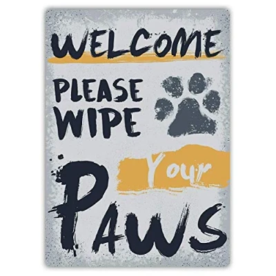 Image of Inga Please Wipe Your Paws American Art Beautiful Giftse Catching Wall Decoration Tin Metal Sign 8x12 inches